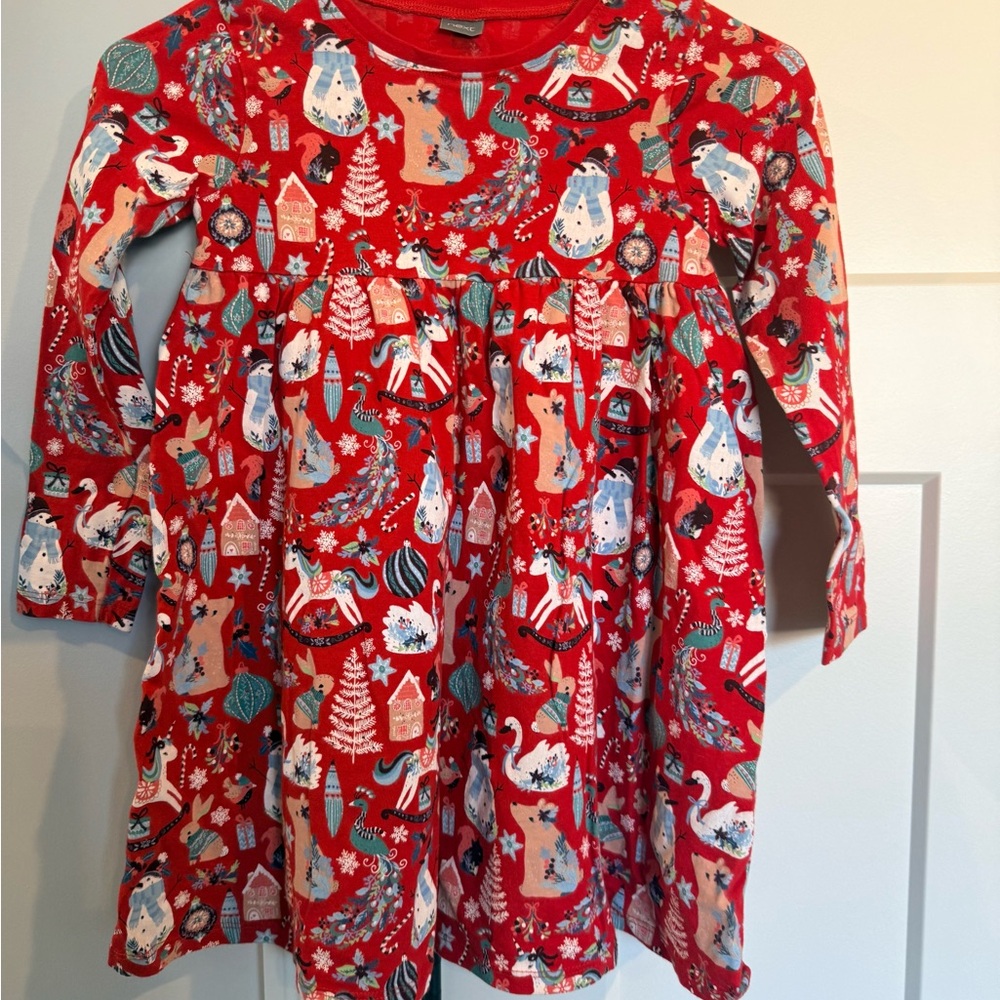 Next Holiday Print Babydoll Dress Sz 6-7